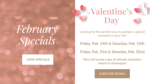 February and Valentine's Day Pop-up with valentine's day events happening February 14th and 21st