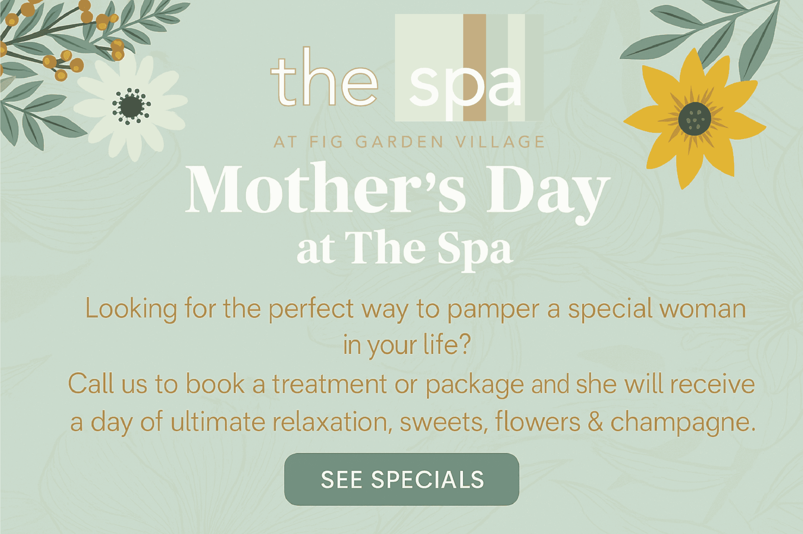 Mother's day special popup to pamper a special woman in your life, click to learn more